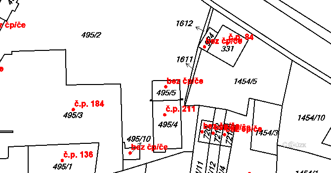 Děčín 41866321 na parcele st. 495/5 v KÚ Horní Oldřichov, Katastrální mapa