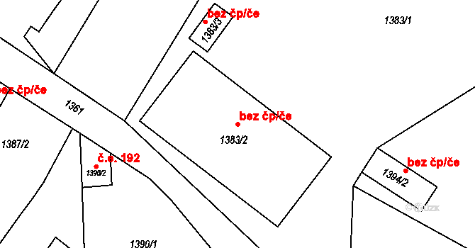 Hrádek nad Nisou 42022321 na parcele st. 1383/2 v KÚ Hrádek nad Nisou, Katastrální mapa