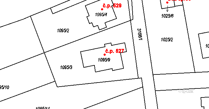 Píšť 527 na parcele st. 1095/9 v KÚ Píšť, Katastrální mapa