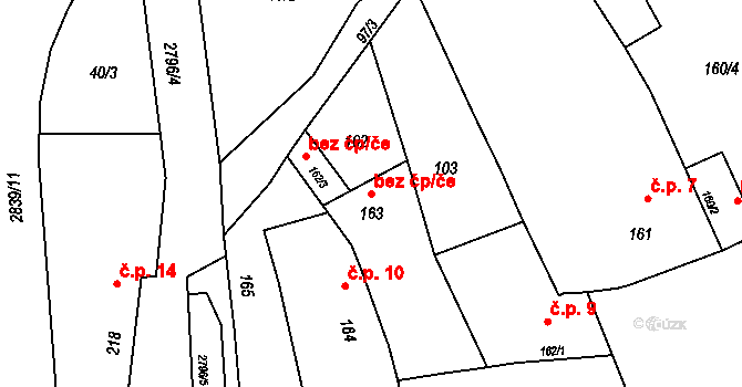 Hranice 44594321 na parcele st. 163 v KÚ Drahotuše, Katastrální mapa