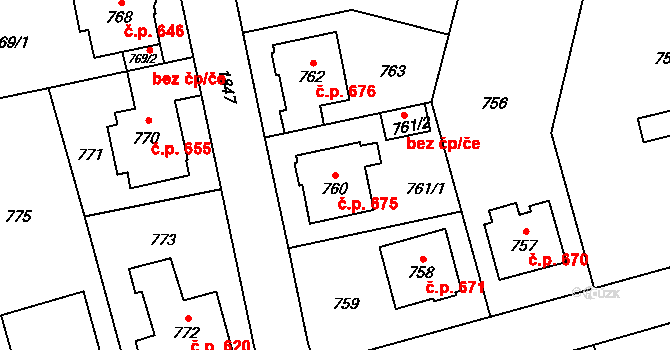 Kylešovice 675, Opava na parcele st. 760 v KÚ Kylešovice, Katastrální mapa