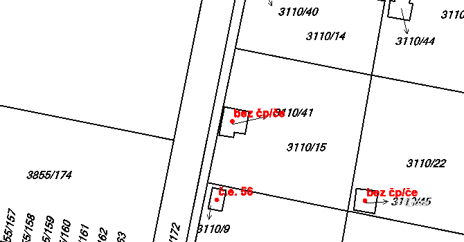 Louny 46243321 na parcele st. 3110/41 v KÚ Louny, Katastrální mapa