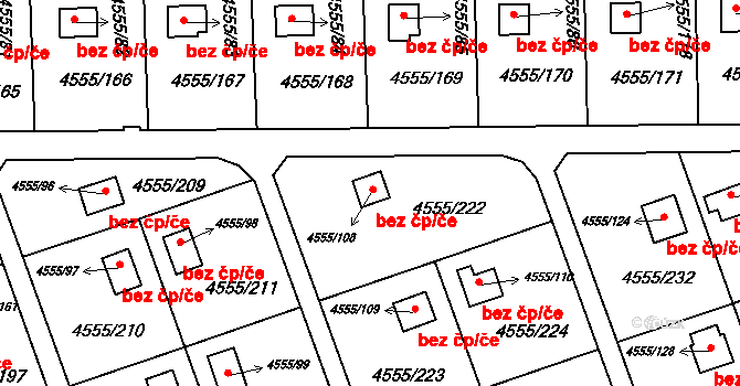 Praha 46744321 na parcele st. 4555/108 v KÚ Modřany, Katastrální mapa