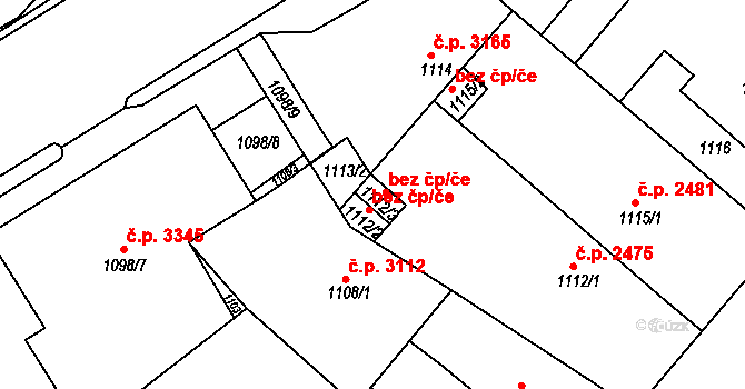 Teplice 47137321 na parcele st. 1112/2 v KÚ Teplice, Katastrální mapa