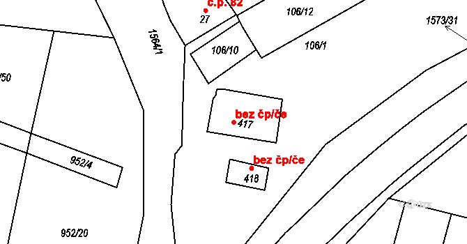 Opařany 47429321 na parcele st. 417 v KÚ Opařany, Katastrální mapa