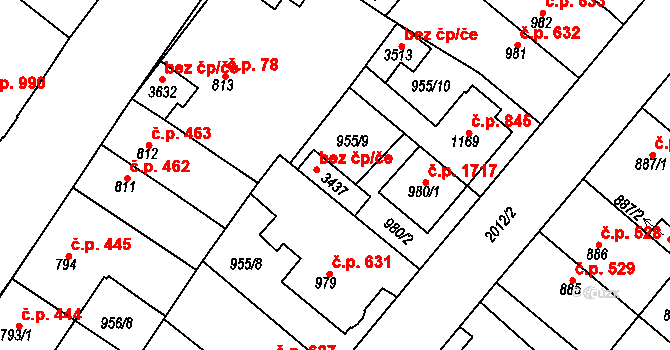 Čáslav 47774321 na parcele st. 3437 v KÚ Čáslav, Katastrální mapa