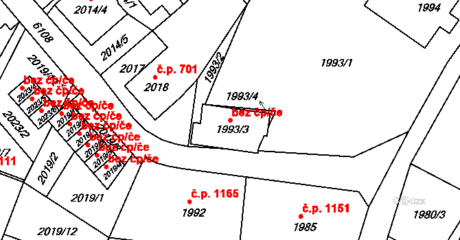 Liberec 48092321 na parcele st. 1993/3 v KÚ Liberec, Katastrální mapa