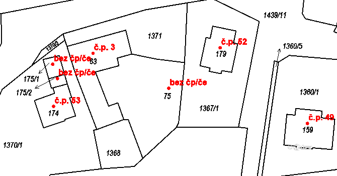 Boršov 49136321 na parcele st. 75 v KÚ Boršov, Katastrální mapa