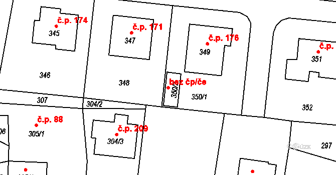 Neplachovice 49232321 na parcele st. 350/2 v KÚ Neplachovice, Katastrální mapa