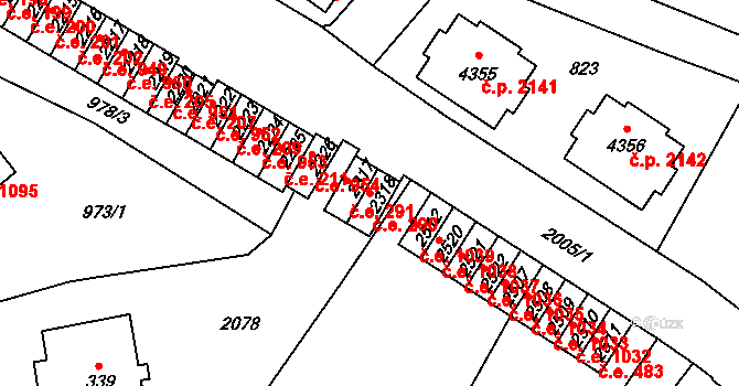 Náchod 290 na parcele st. 2318 v KÚ Náchod, Katastrální mapa