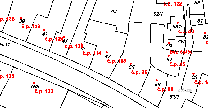 Vícemilice 115, Bučovice na parcele st. 47 v KÚ Vícemilice, Katastrální mapa