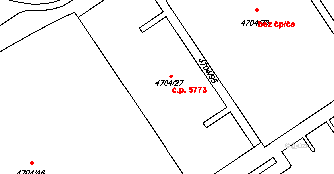Chomutov 50394321 na parcele st. 4704/27 v KÚ Chomutov I, Katastrální mapa