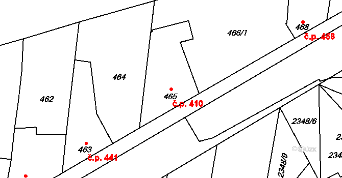 Nýřany 410 na parcele st. 465 v KÚ Nýřany, Katastrální mapa