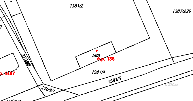 Beroun-Město 186, Beroun na parcele st. 563 v KÚ Beroun, Katastrální mapa