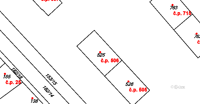 Lobeček 506, Kralupy nad Vltavou na parcele st. 525 v KÚ Lobeček, Katastrální mapa