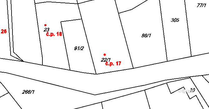 Zbyslavec 17, Míčov-Sušice na parcele st. 22/1 v KÚ Zbyslavec, Katastrální mapa