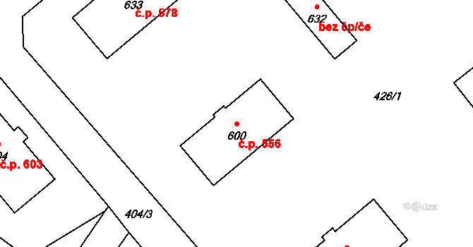 Sezemice 556 na parcele st. 600 v KÚ Sezemice nad Loučnou, Katastrální mapa