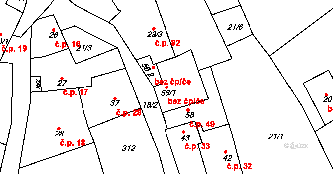 Chlumčany 78841321 na parcele st. 56/1 v KÚ Vlčí u Chlumčan, Katastrální mapa