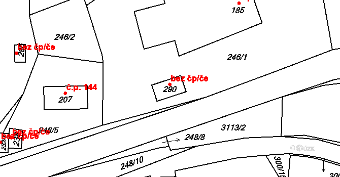Proseč 78968321 na parcele st. 290 v KÚ Česká Rybná, Katastrální mapa