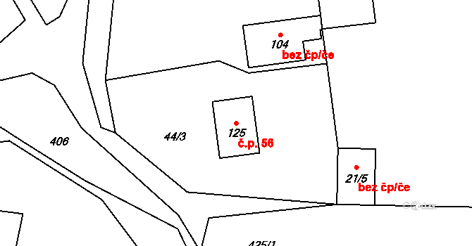 Srbice 56, Mochtín na parcele st. 125 v KÚ Srbice u Mochtína, Katastrální mapa
