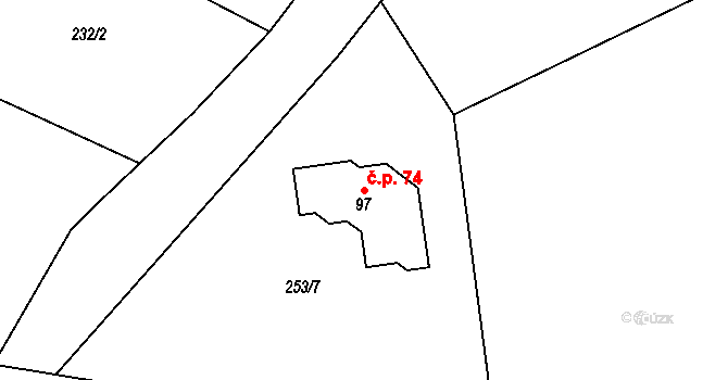 Solopysky 74, Suchdol na parcele st. 97 v KÚ Solopysky u Kutné Hory, Katastrální mapa
