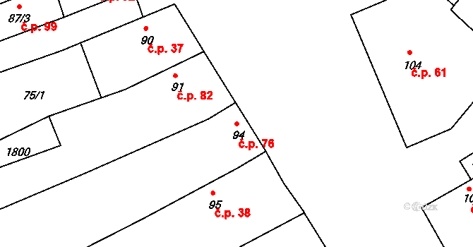 Šanov 76 na parcele st. 94 v KÚ Šanov u Rakovníka, Katastrální mapa