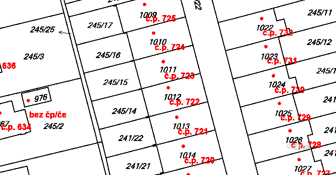 Žirovnice 722 na parcele st. 1012 v KÚ Žirovnice, Katastrální mapa