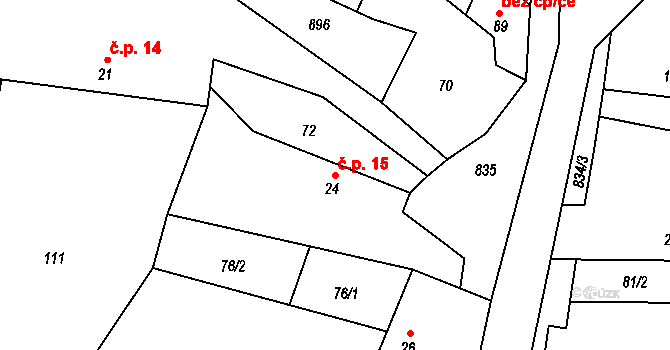 Drahenický Málkov 15, Blatná na parcele st. 24 v KÚ Drahenický Málkov, Katastrální mapa