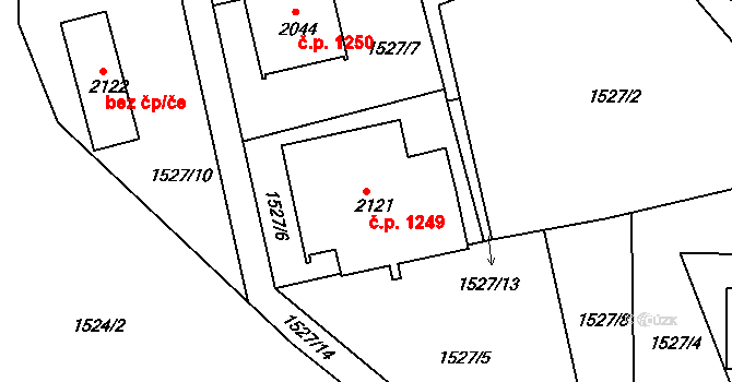 Blatná 1249 na parcele st. 2121 v KÚ Blatná, Katastrální mapa