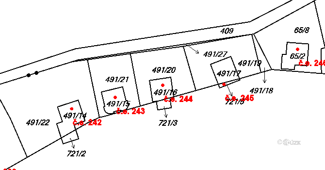 Lipno 244, Líšťany na parcele st. 491/16 v KÚ Lipno u Hunčic, Katastrální mapa