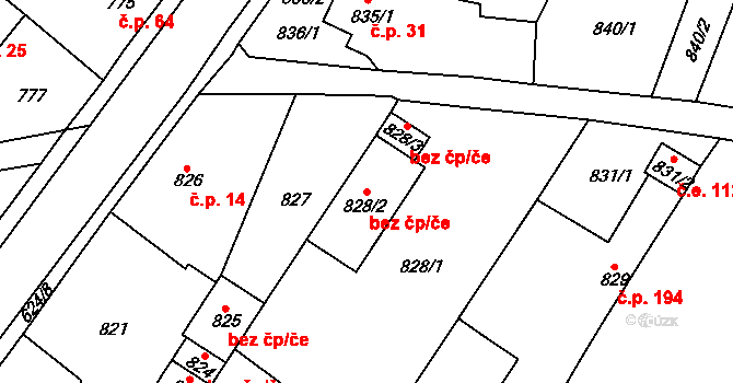 Teplice 91317321 na parcele st. 828/2 v KÚ Sobědruhy, Katastrální mapa