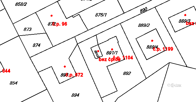 Orlová 95382321 na parcele st. 891/2 v KÚ Horní Lutyně, Katastrální mapa