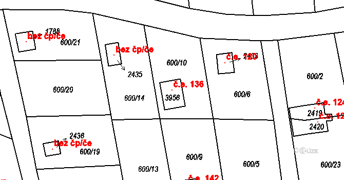 Sušice II 136, Sušice na parcele st. 3956 v KÚ Sušice nad Otavou, Katastrální mapa