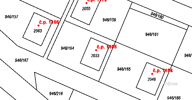 Kostelec nad Labem 1165 na parcele st. 2033 v KÚ Kostelec nad Labem, Katastrální mapa