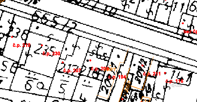 Kostelní Lhota 205 na parcele st. 216 v KÚ Kostelní Lhota, Katastrální mapa