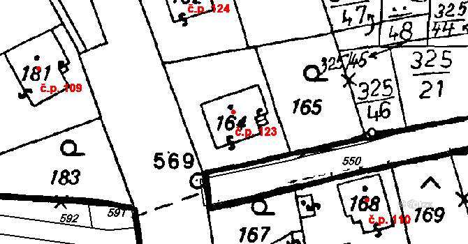 Miskovice 123 na parcele st. 164 v KÚ Miskovice, Katastrální mapa