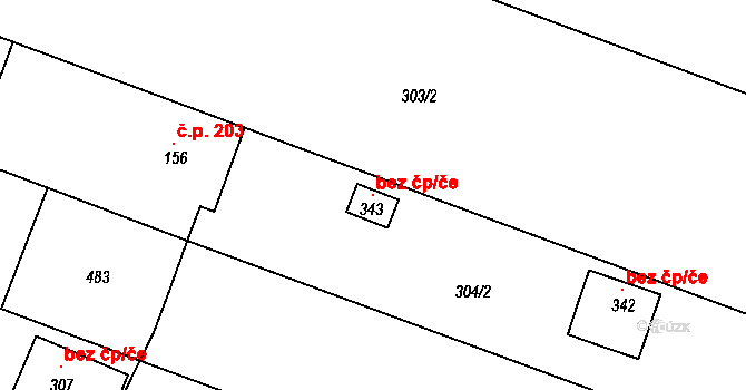 Těšetice 120458322 na parcele st. 343 v KÚ Těšetice u Olomouce, Katastrální mapa