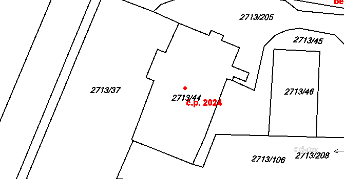 Tachov 2024 na parcele st. 2713/44 v KÚ Tachov, Katastrální mapa
