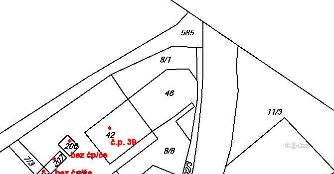 Hrdly 2, Bohušovice nad Ohří na parcele st. 46 v KÚ Hrdly, Katastrální mapa