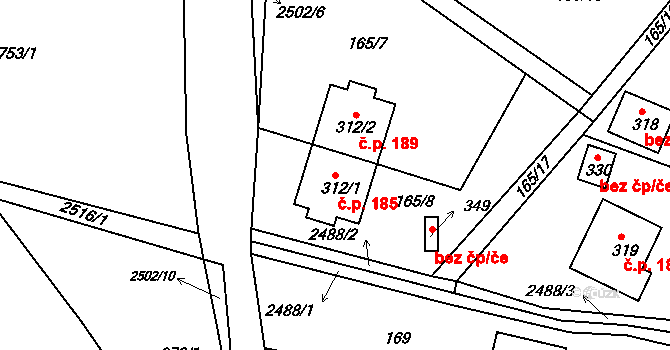 Sklenařice 185, Vysoké nad Jizerou na parcele st. 312/1 v KÚ Sklenařice, Katastrální mapa