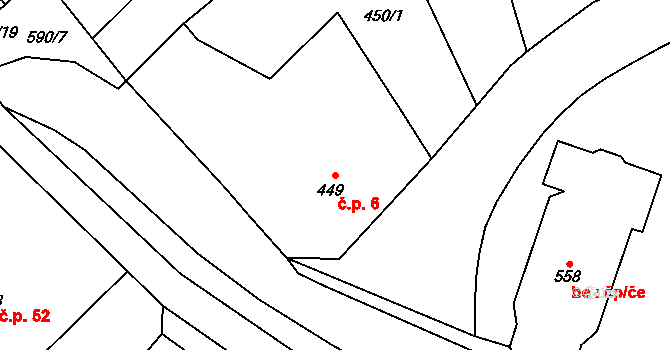 Choryně 6 na parcele st. 449 v KÚ Choryně, Katastrální mapa