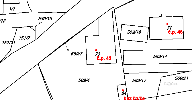 Bubovice 42, Volenice na parcele st. 73 v KÚ Bubovice u Březnice, Katastrální mapa