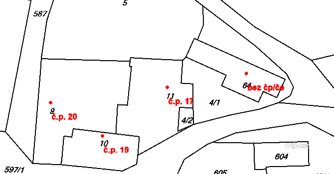 Nítovice 17, Kardašova Řečice na parcele st. 11 v KÚ Nítovice, Katastrální mapa