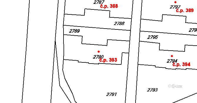 Petřvald 393 na parcele st. 2790 v KÚ Petřvald u Karviné, Katastrální mapa