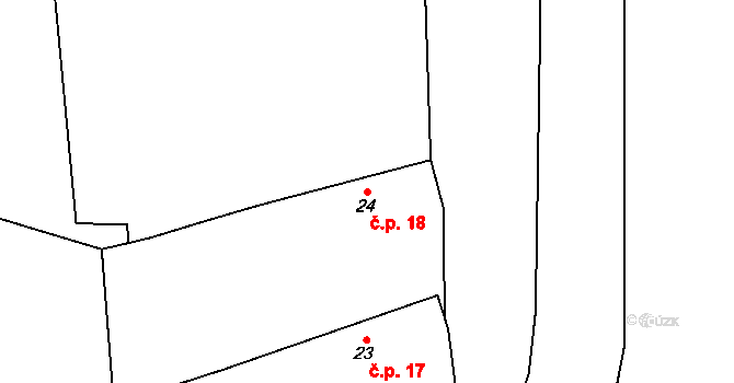 Svídnice 18, Dymokury na parcele st. 24 v KÚ Svídnice u Dymokur, Katastrální mapa