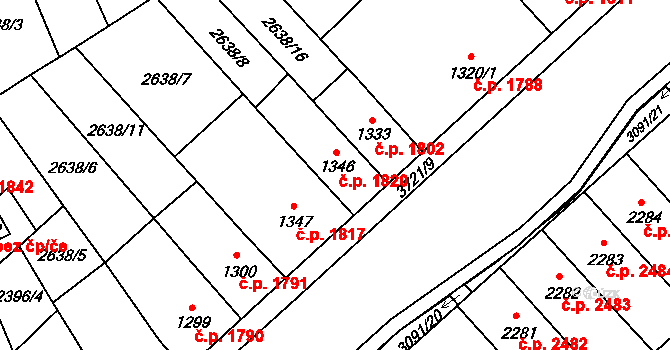 Břeclav 1820 na parcele st. 1346 v KÚ Břeclav, Katastrální mapa
