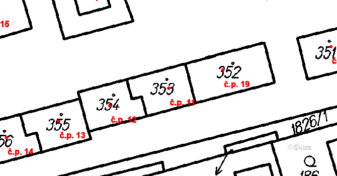 Oloví 11 na parcele st. 353 v KÚ Oloví, Katastrální mapa