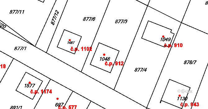 Bakov nad Jizerou 912 na parcele st. 1048 v KÚ Bakov nad Jizerou, Katastrální mapa
