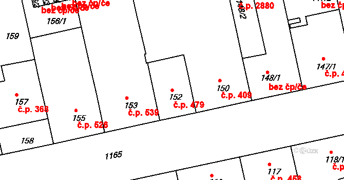Žižkov 479, Praha na parcele st. 152 v KÚ Žižkov, Katastrální mapa
