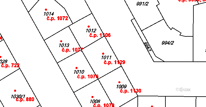 Žižkov 1129, Praha na parcele st. 1011 v KÚ Žižkov, Katastrální mapa